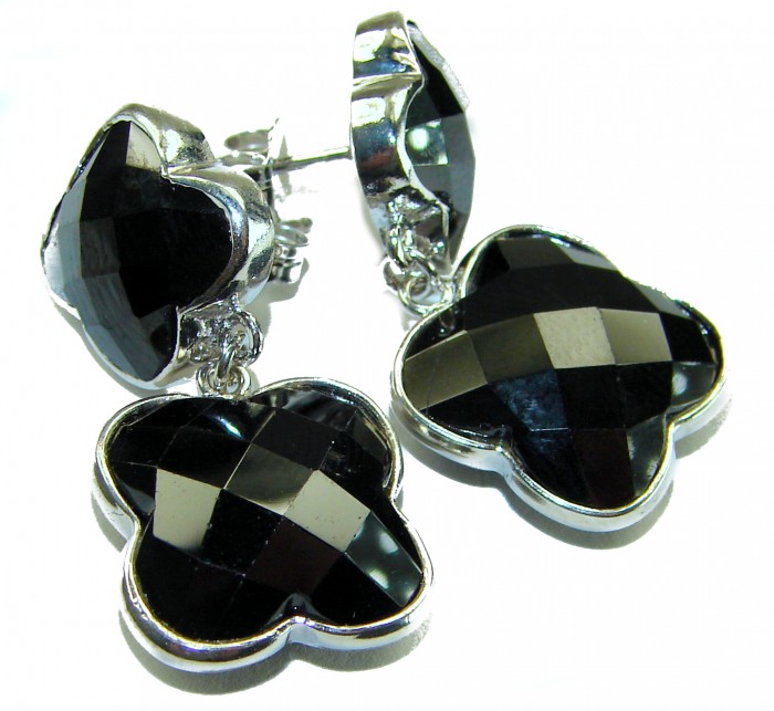 Alessandra 22.5 carat Champagne Smoky Topaz .925 Sterling Silver handmade Earrings