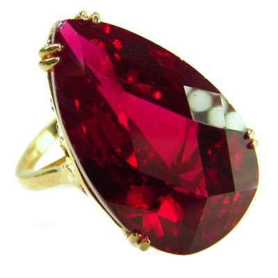 Carmen Natural 28.4 carat Ruby .925 Sterling Silver dipped in 22K Gold handmade Large Statement Ring size 7
