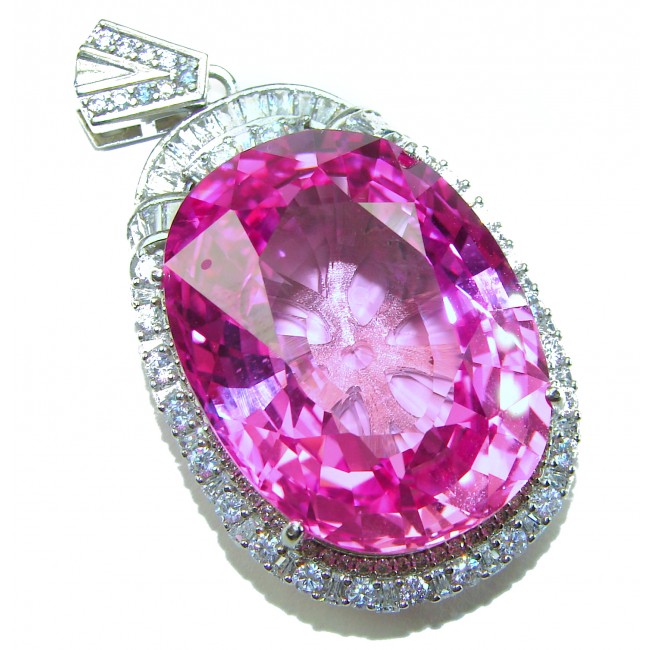 Angel's Wish Luxurious 36.7 carat Pink Sapphire .925 Sterling Silver handcrafted pendant