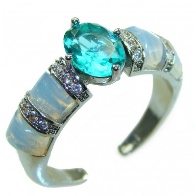 Wonderland 3.1 carat Paraiba Tourmaline .925 Sterling Silver Handcrafted Ring size 7 1/4