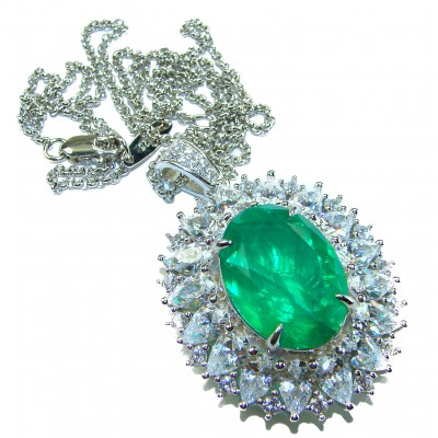 Heirloom authentic 20.9 carat Colombian Emerald .925 Sterling Silver handcrafted Statement necklace