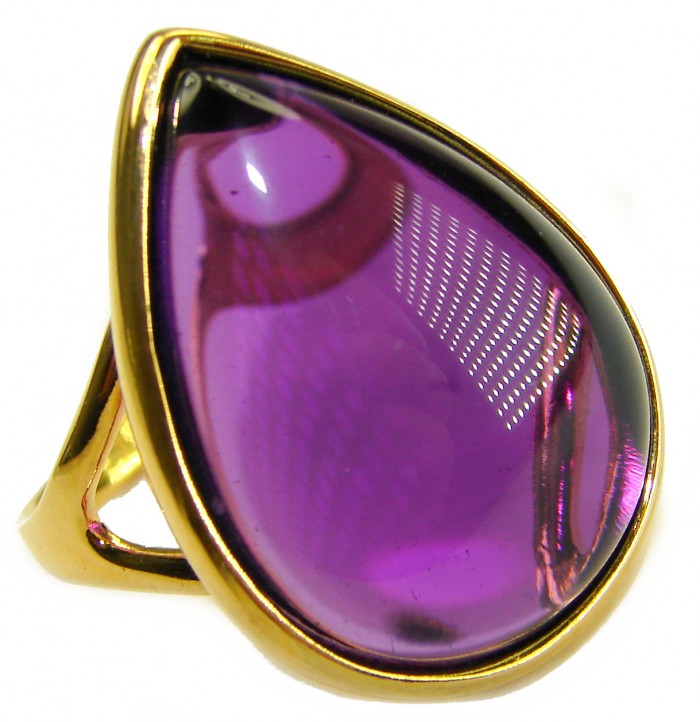 Purple Royalty 25.5 carat Amethyst .925 Sterling Silver dipped in 18K Gold over Handcrafted Ring size 9