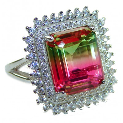 Bella Rosa Natural 10.8 carat Pink Topaz .925 Sterling Silver handmade Statement Ring size 7