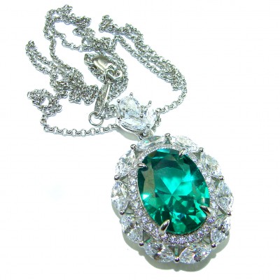 Heirloom authentic 17.9 carat Colombian Emerald .925 Sterling Silver handcrafted Statement necklace