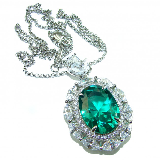 Heirloom authentic 17.9 carat Colombian Emerald .925 Sterling Silver handcrafted Statement necklace