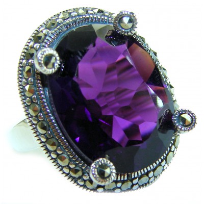Purple Queen 20.2 carat natural Amethyst .925 Sterling Silver Handcrafted Large Ring size 8