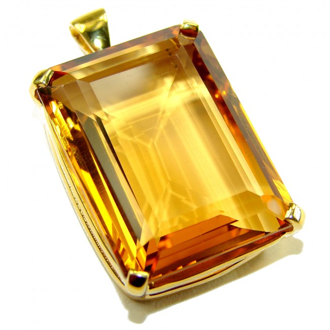 Luxury genuine 33.5 CARAT baquette cut Champagne Topaz .925 Sterling Silver dipped in 18K Gold handmade Pendant