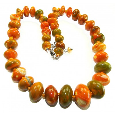 Top quality Rare Unusual Natural Carnelian Agate .925 Sterling Silver Necklace