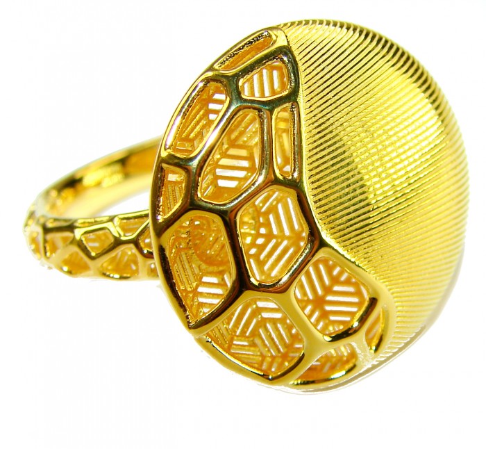 Dubai Style .925 Sterling Silver dipped in 22K Gold handmade Large ring size 9