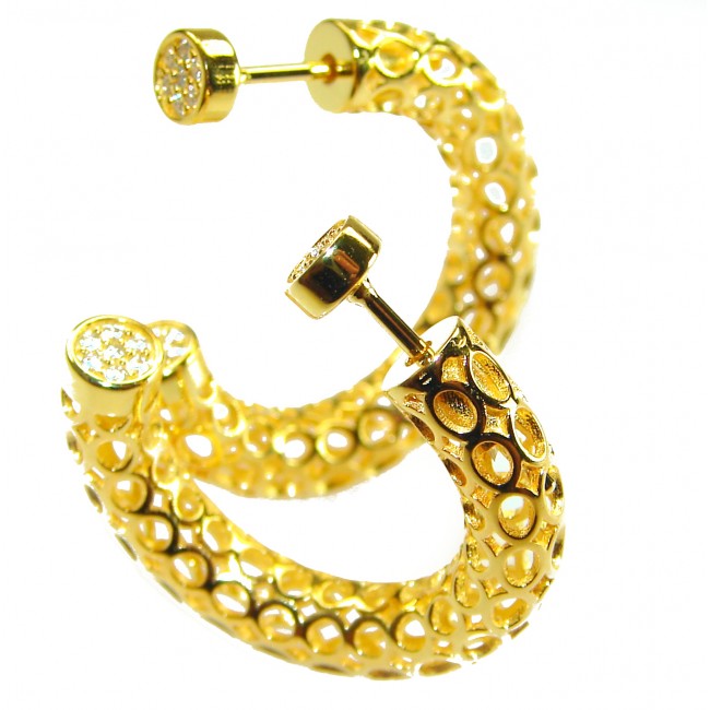 Black Label Collection - Dubai Style - Natural 22K Gold over .925 Sterling Silver handmade earrings