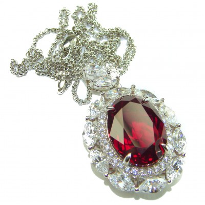 Luxurious 15.2 carat natural Ruby White Topaz .925 Sterling Silver .925 Sterling Silver Statement Necklace