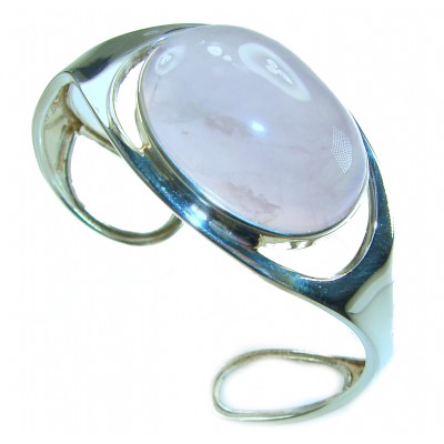 Genuine 51.5 carat Brazilian Rose Quartz .925 Sterling Silver handcrafted Bracelet / Cuff