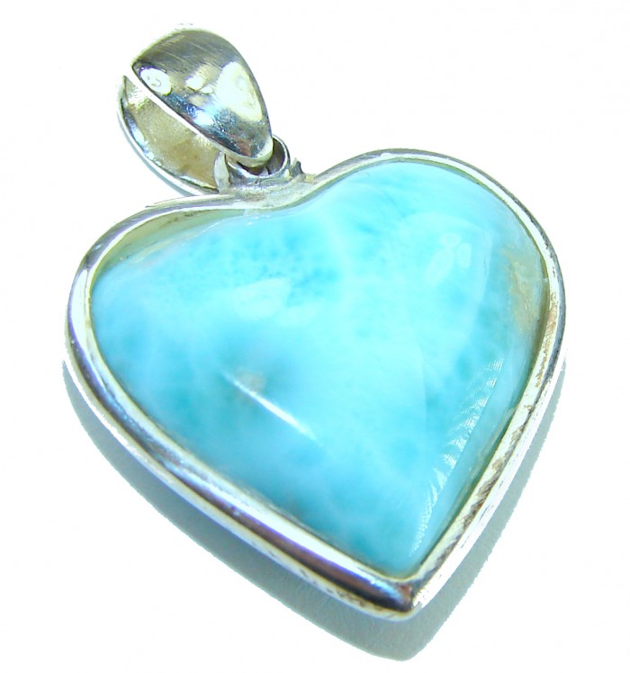 Angel's Heart amazing quality Larimar .925 Sterling Silver handmade pendant