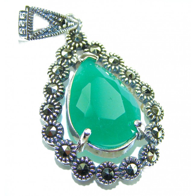 Stella - Very Unique authentic 10.5 carat Jade .925 Sterling Silver handcrafted pendant