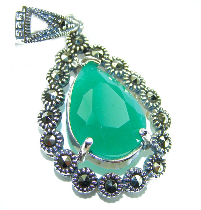 Stella - Very Unique authentic 10.5 carat Jade .925 Sterling Silver handcrafted pendant