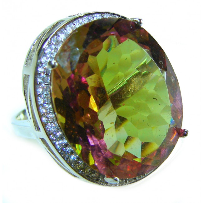 Precious 25.9 CARAT Alexandrite .925 Sterling Silver Statement HUGE Ring s. 7