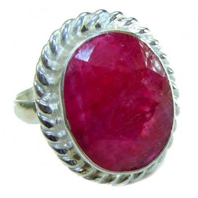 Authentic Ruby .925 Sterling Silver brilliantly handcrafted ring s. 8 1/4