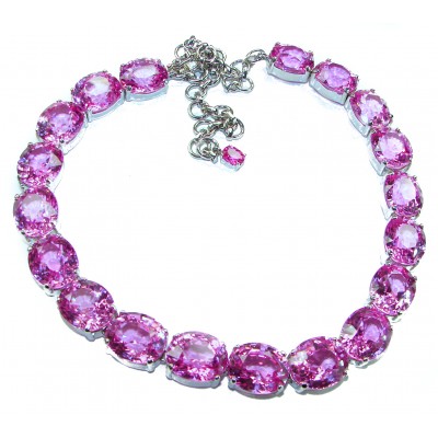 Tiffany - Deluxe 210.2 carat Pink Sapphire .925 Sterling Silver handmade Statement Necklace