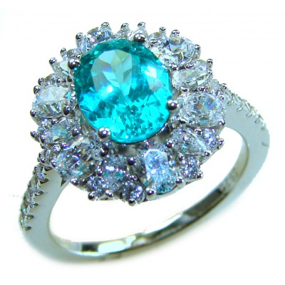 Eau Pure 3.5 carat Paraiba Tourmaline .925 Sterling Silver Handcrafted Ring size 8 1/4