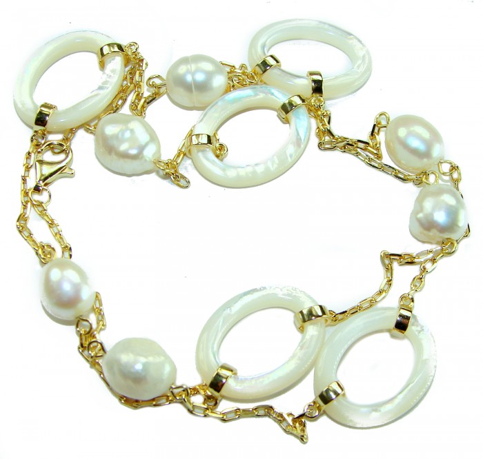 Precious White Blister Pearl 4K Gold over .925 Sterling Silver .925 Sterling Silver Necklace