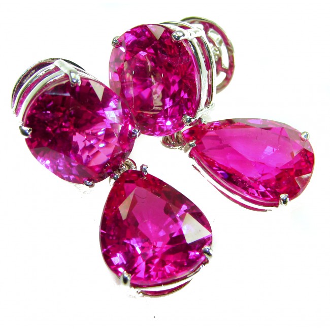 Tiffany - authentic 44.8 carat Pink Sapphire .925 Sterling Silver handcrafted Statement Earrings