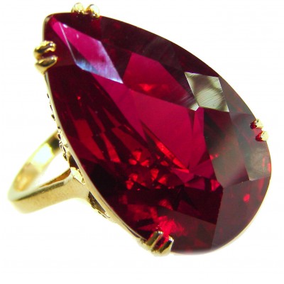 Carmen Natural 28.4 carat Ruby .925 Sterling Silver dipped in 22K Gold handmade Large Statement Ring size 7