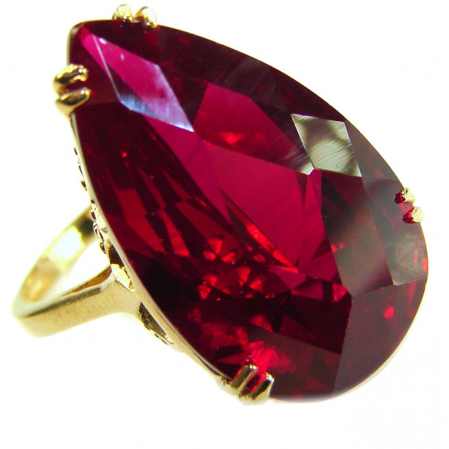 Carmen Natural 28.4 carat Ruby .925 Sterling Silver dipped in 22K Gold handmade Large Statement Ring size 7