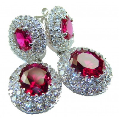 Luxurious natural 10.5 carat Red Topaz .925 Sterling Silver Perfectly handcrafted Earrings