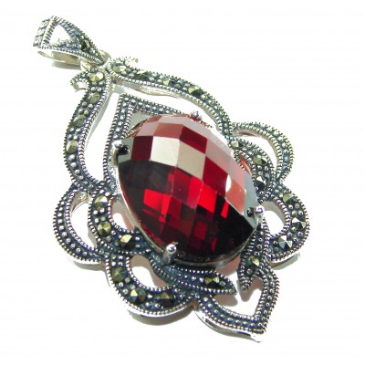 Crimson Fire Authentic 12.4 carat Garnet .925 Sterling Silver brilliantly handcrafted pendant