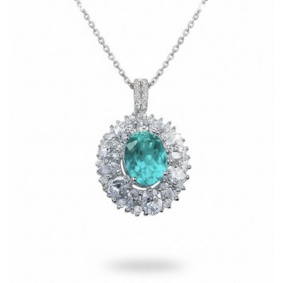 Wonderland 6.8 carat Paraiba Tourmaline .925 Sterling Silver Handcrafted Statement necklace