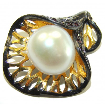 Genuine Pearl 14K Gold .925 Sterling Silver handmade Pendant