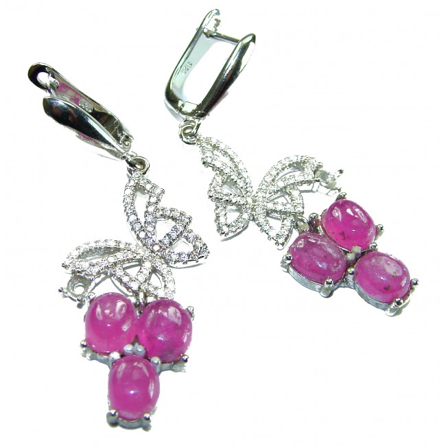 Magnificent Jewel 4.5 carat Ruby .925 Sterling Silver handcrafted incredible earrings