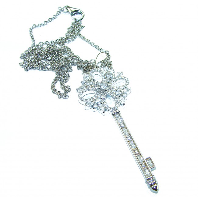 Very special Key - LUXURIUS 44.2 carat White Topaz .925 Sterling Silver handcrafted Necklace