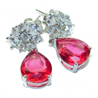 Giovanna - Magnificent Jewel 6.5 carat Ruby .925 Sterling Silver handcrafted incredible earrings