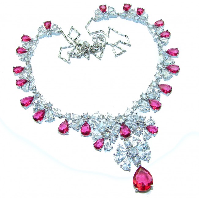 Giovanna - Magnificent Jewel 22.5 carat Ruby .925 Sterling Silver handcrafted incredible Statement necklace