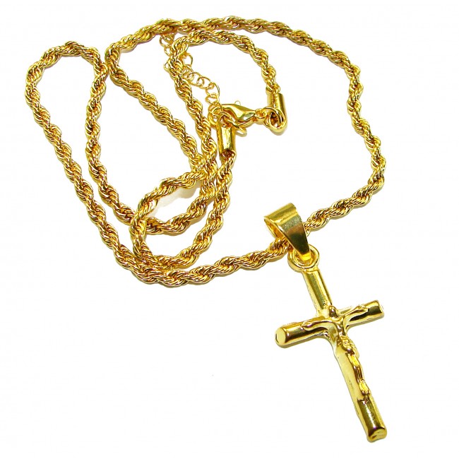 Precious Cross Genuine 14K Gold over .925 Sterling Silver handmade necklace