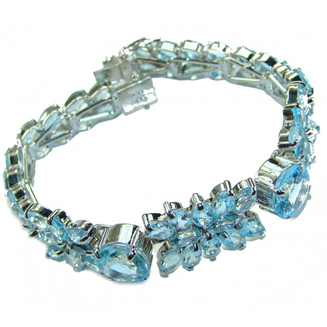 Pacifica 105.5 carat Swiss Blue Topaz .925 Sterling Silver handmade Statement Bracelet