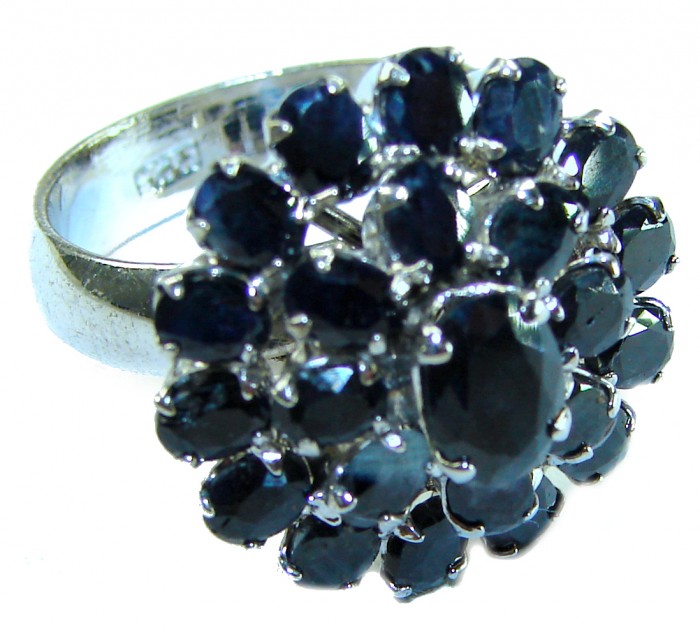 Born to Glam 12.2 carat natural Sapphire .925 Sterling Silver Perfectly handcrafted Ring s. 7 1/4
