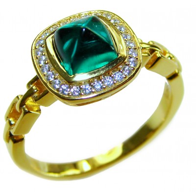 4.9 carat natural Colombian Emerald .925 Sterling Silver handmade Statement Ring size 7