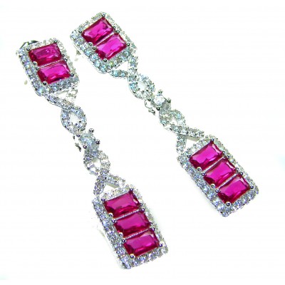 Art Deco - Giovanna - Magnificent Jewel 6.5 carat Ruby .925 Sterling Silver handcrafted incredible earrings