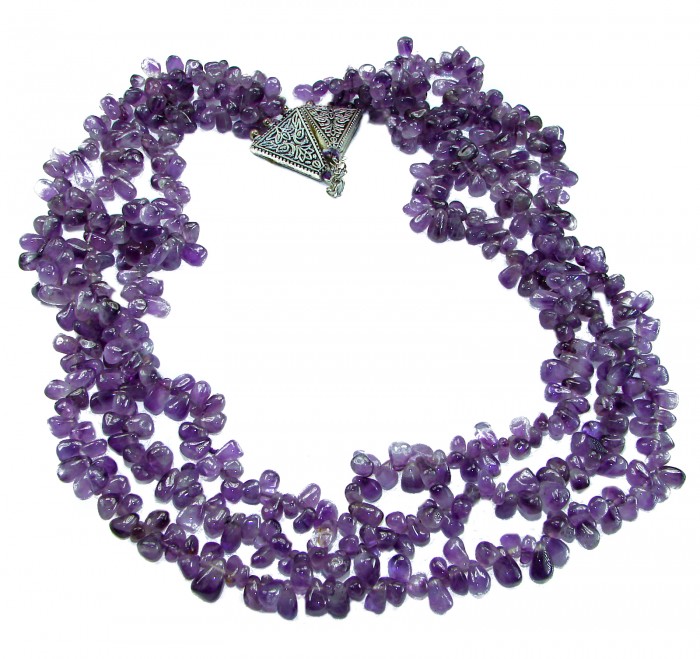 Oriental Beauty 178.2 carat Amethyst .925 Sterling Silver handcrafted Necklace