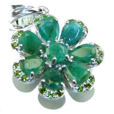 Amazonia - 18.8 carat Colombian Emerald .925 Sterling Silver handmade Statement pendant