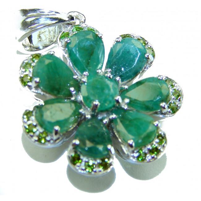 Amazonia - 18.8 carat Colombian Emerald .925 Sterling Silver handmade Statement pendant