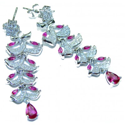 Art Deco - Giovanna - Magnificent Jewel 4.5 carat Ruby .925 Sterling Silver handcrafted earrings