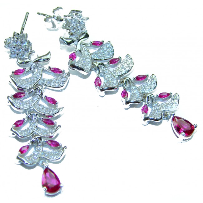 Art Deco - Giovanna - Magnificent Jewel 4.5 carat Ruby .925 Sterling Silver handcrafted earrings