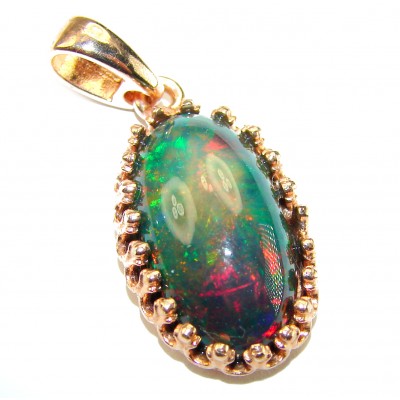 Black Galaxy 14.5 ctw Authentic Black Opal 18K Gold over .925 Sterling Silver handmade Pendant