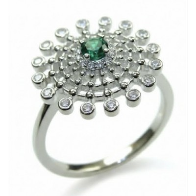 0.7 carat natural Colombian Emerald .925 Sterling Silver handmade Statement Ring size 8 1/4