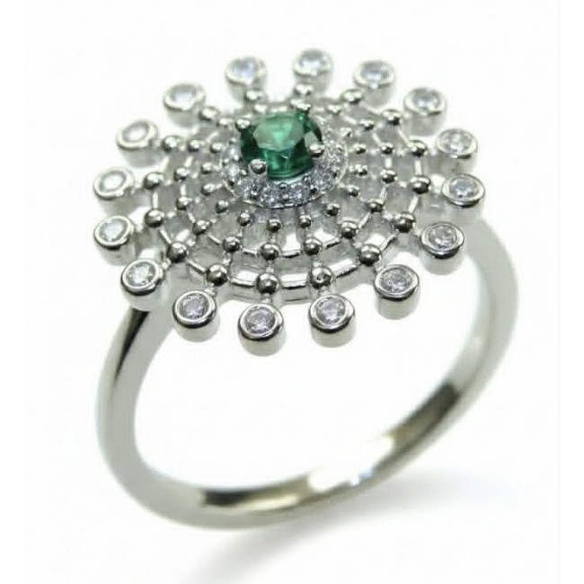 0.7 carat natural Colombian Emerald .925 Sterling Silver handmade Statement Ring size 8 1/4