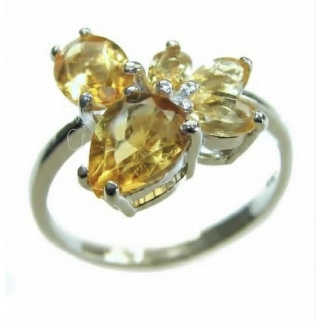 Golden Treasure 7.5 carat Brazilian Citrine .925 Sterling Silver Handcrafted Ring size 9