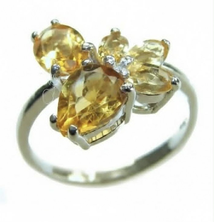 Golden Treasure 7.5 carat Brazilian Citrine .925 Sterling Silver Handcrafted Ring size 9